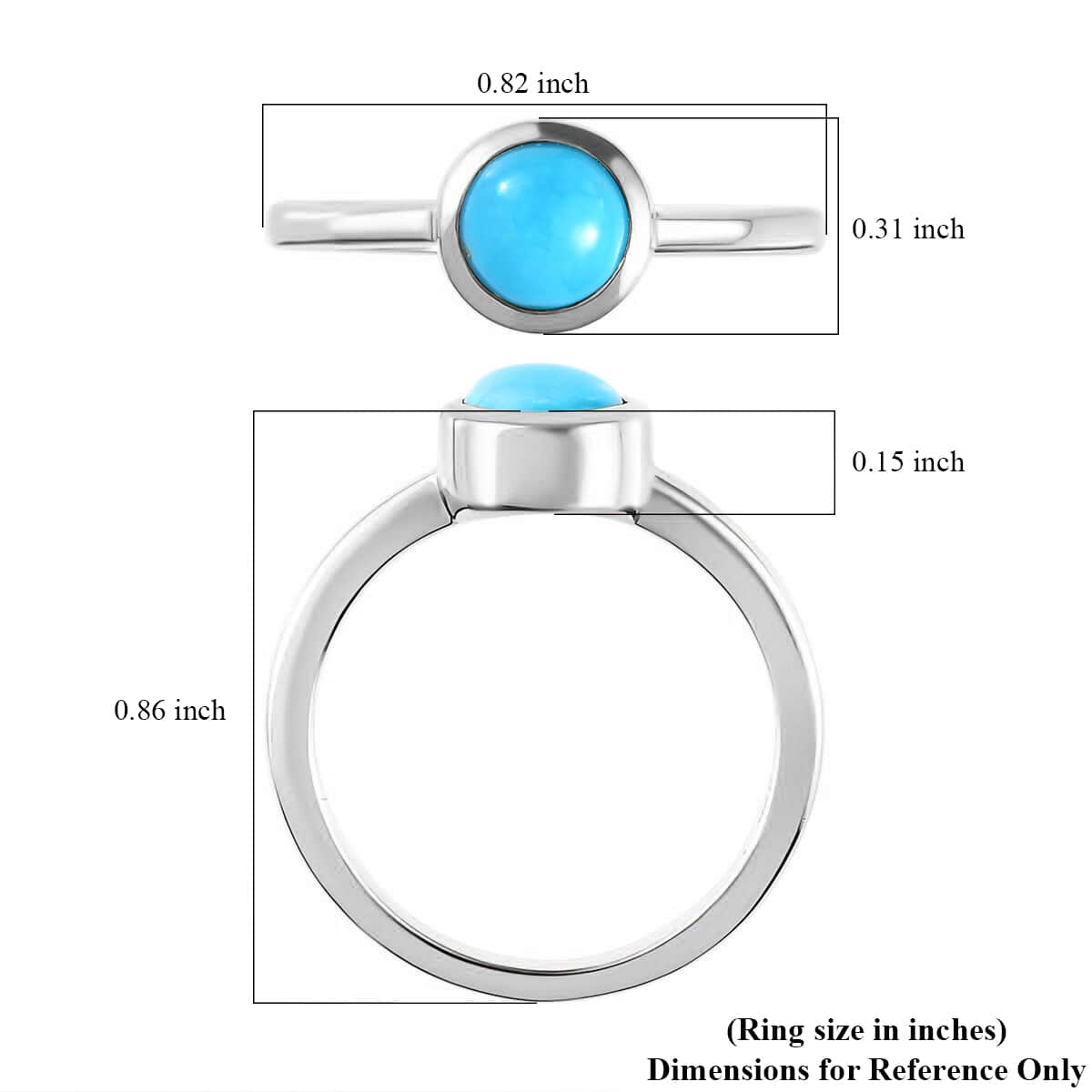 Sleeping Beauty Turquoise Solitaire Ring in Platinum Over Sterling Silver (Size 5) 0.85 ctw image number 5