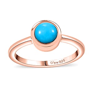 Sleeping Beauty Turquoise 0.75 ctw Solitaire Ring in Vermeil Rose Gold Sterling Silver (Size 6.0)