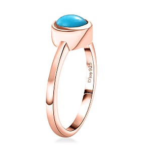 Sleeping Beauty Turquoise 0.75 ctw Solitaire Ring in Vermeil Rose Gold Sterling Silver (Size 6.0)