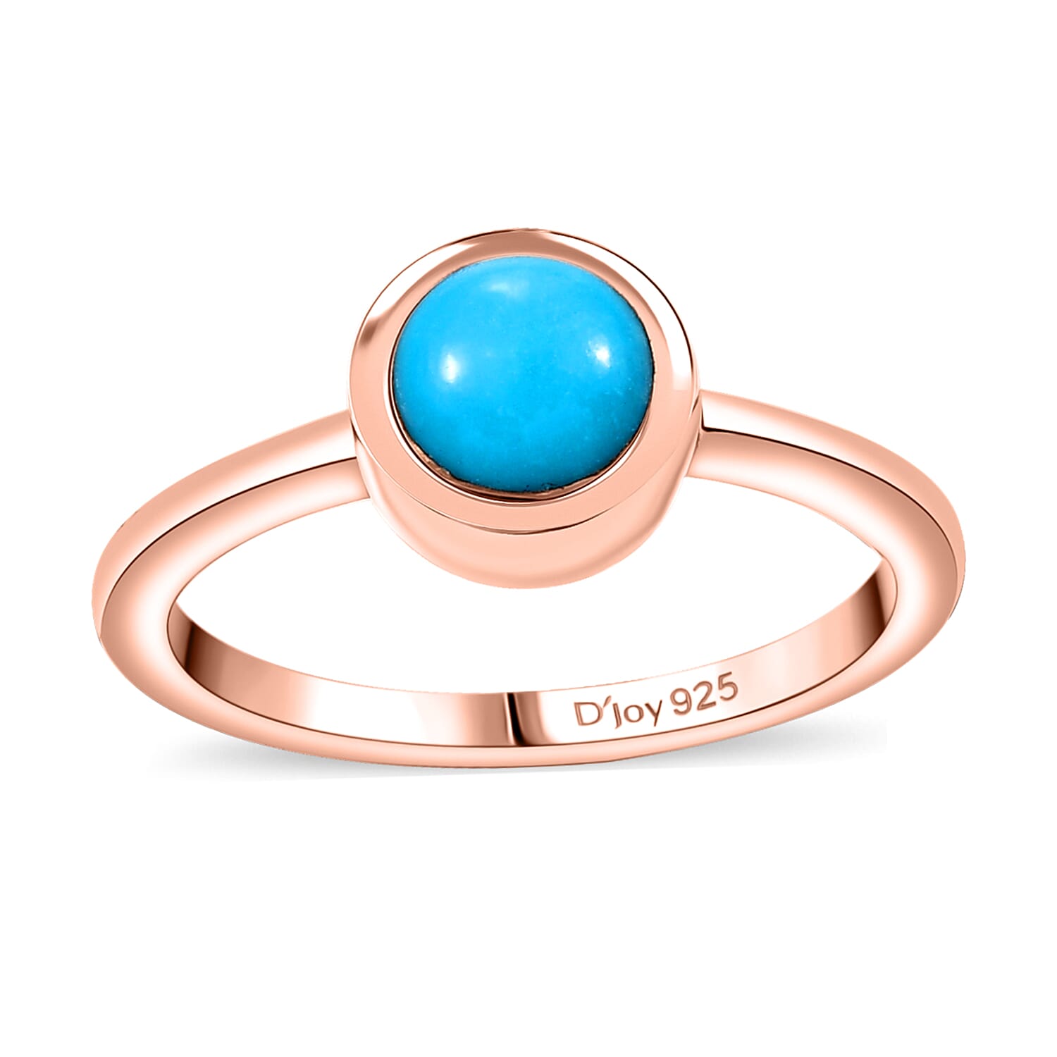Sleeping Beauty Turquoise 0.75 ctw Solitaire Ring in Vermeil Rose Gold Sterling Silver (Size 7.0)