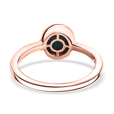 Sleeping Beauty Turquoise 0.75 ctw Solitaire Ring in Vermeil Rose Gold Sterling Silver (Size 7.0)