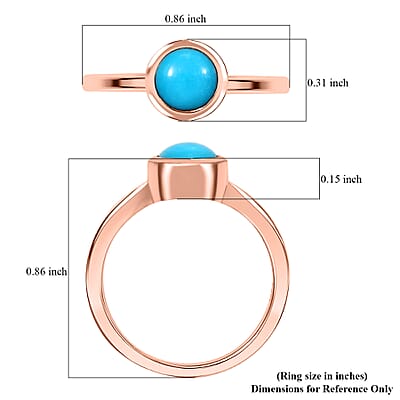 Sleeping Beauty Turquoise 0.75 ctw Solitaire Ring in Vermeil Rose Gold Sterling Silver (Size 7.0)