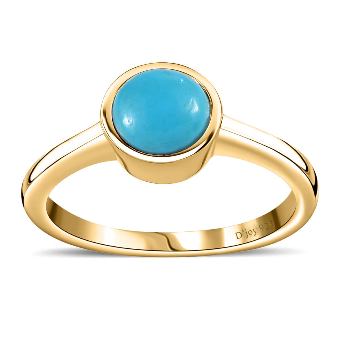 Sleeping Beauty Turquoise Solitaire Ring in Vermeil Yellow Gold Over Sterling Silver (Size 6.0) 0.85 ctw image number 0