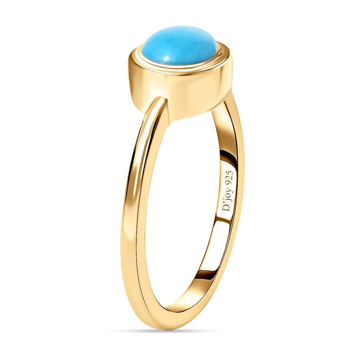 Sleeping Beauty Turquoise Solitaire Ring in Vermeil Yellow Gold Over Sterling Silver (Size 6.0) 0.85 ctw image number 3