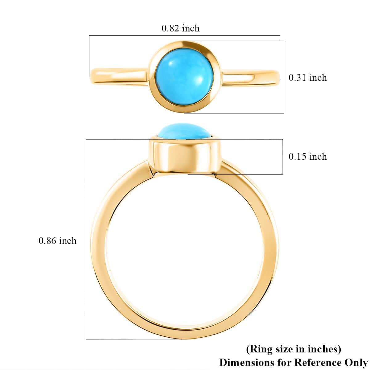 Sleeping Beauty Turquoise Solitaire Ring in Vermeil Yellow Gold Over Sterling Silver (Size 9.0) 0.85 ctw image number 4