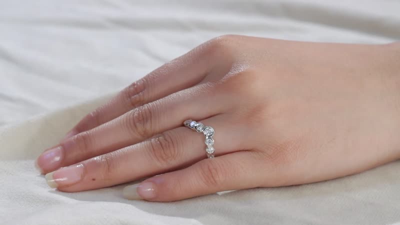 Moissanite Wishbone Ring in Platinum Over Sterling Silver (Size 6.0) 0.80 ctw