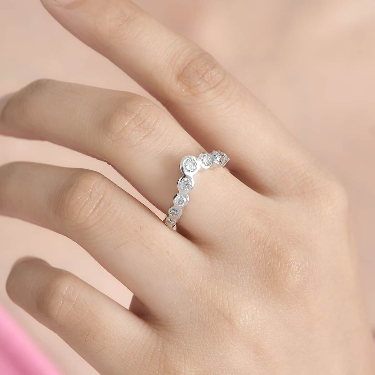 Moissanite Wishbone Ring in Platinum Over Sterling Silver (Size 6.0) 0.80 ctw image number 2