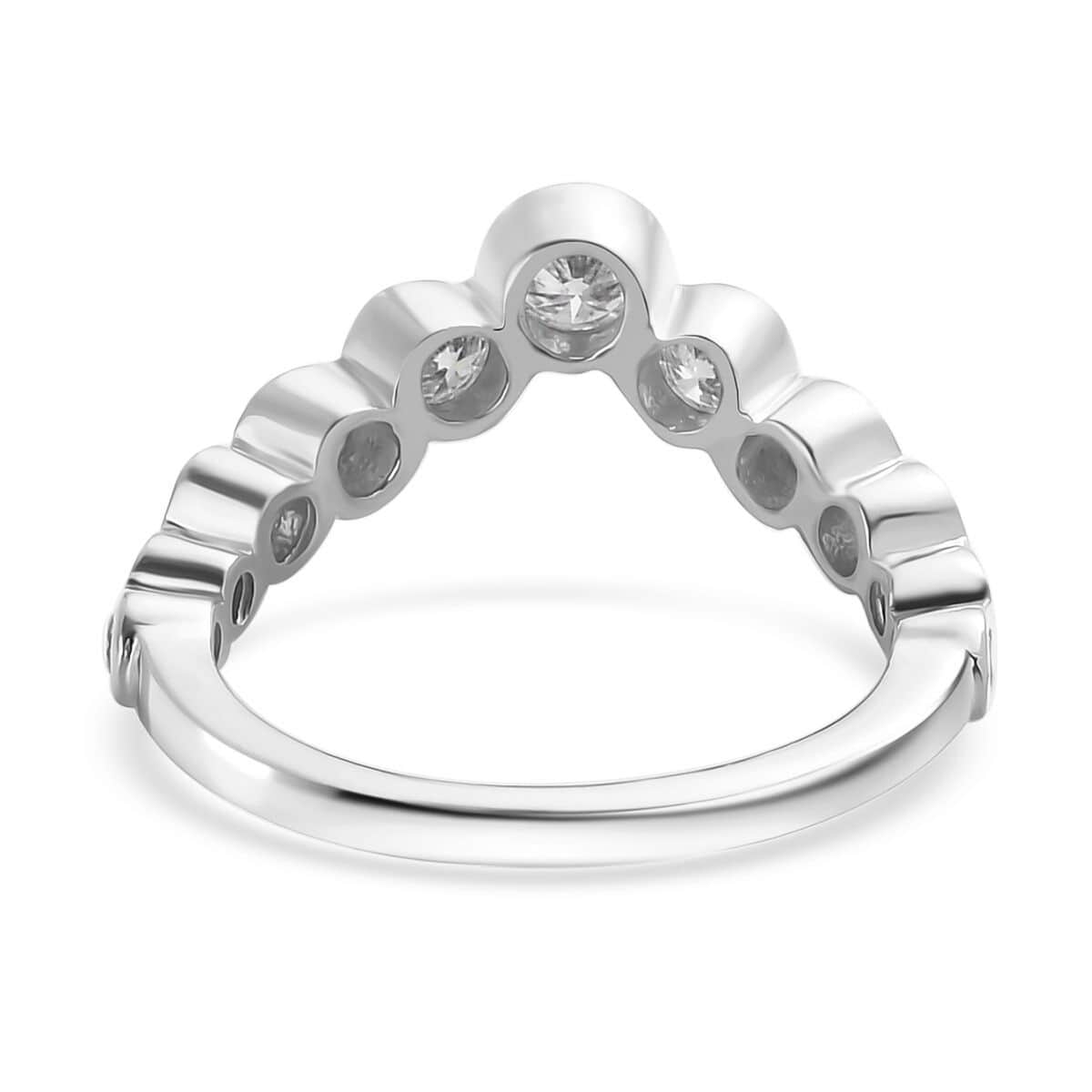 Moissanite Wishbone Ring in Platinum Over Sterling Silver (Size 6.0) 0.80 ctw image number 4