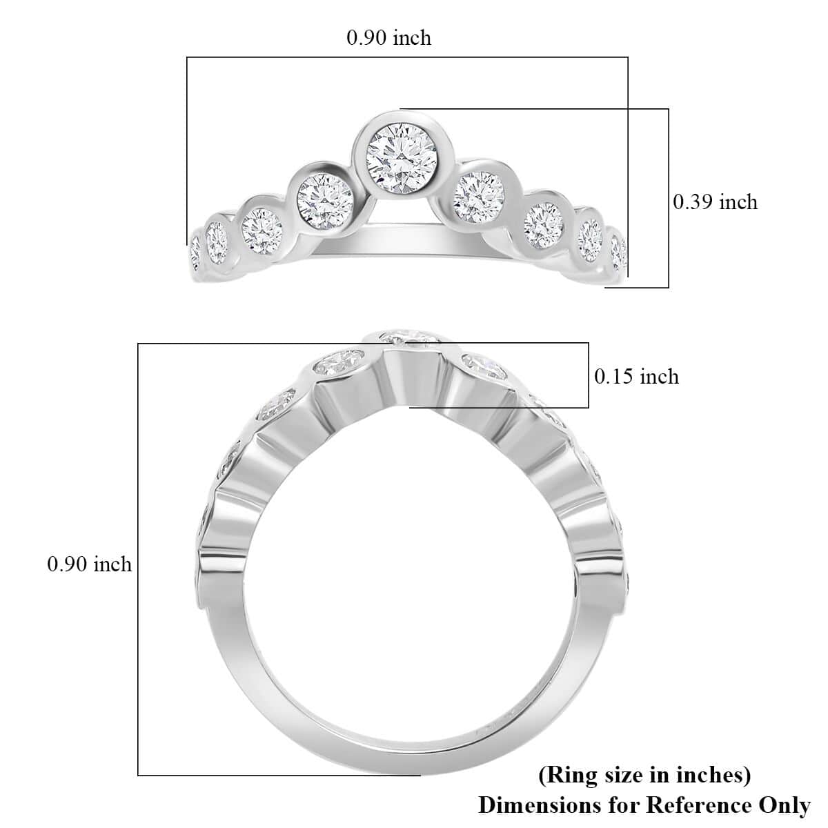 Moissanite Wishbone Ring in Platinum Over Sterling Silver (Size 6.0) 0.80 ctw image number 5