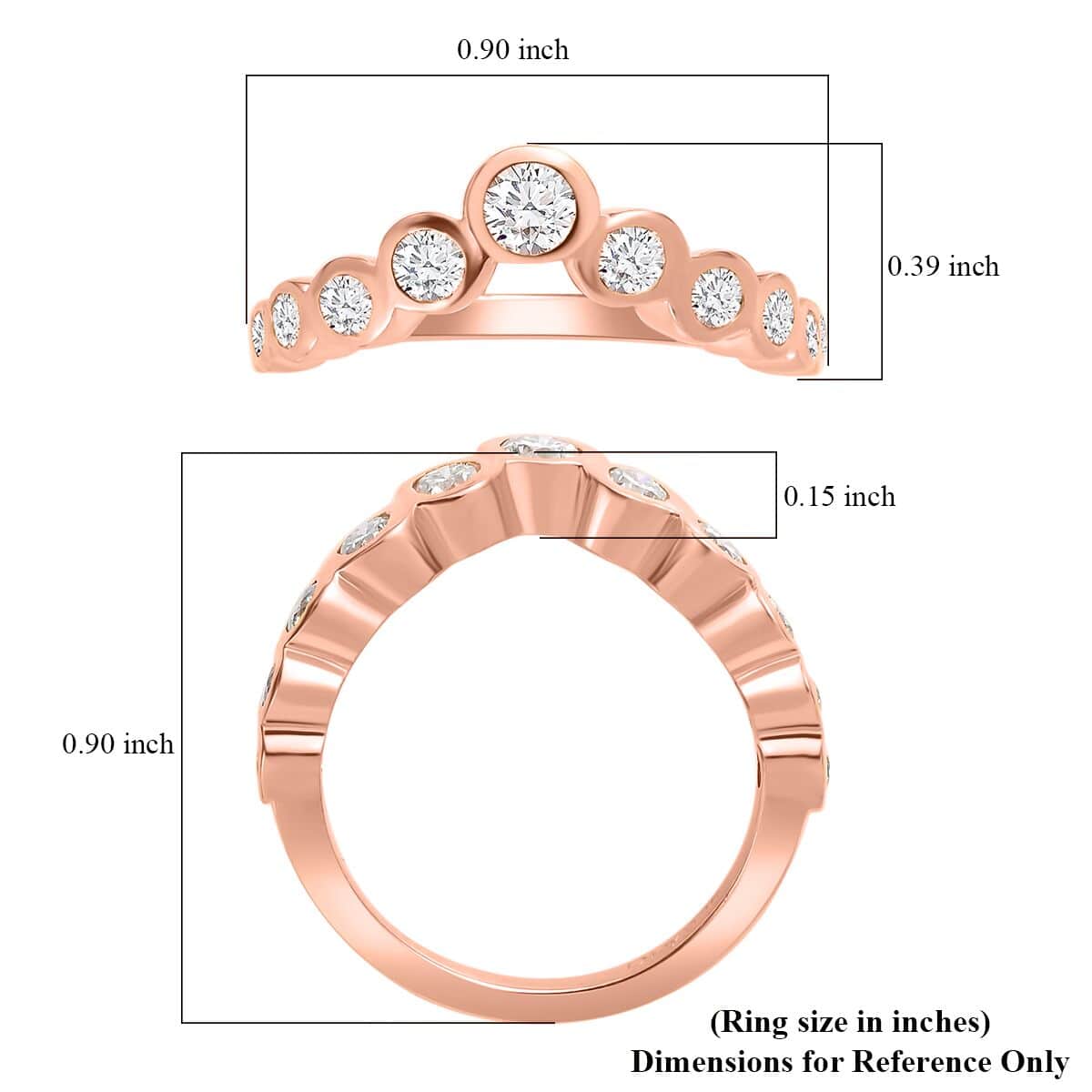 Moissanite Wishbone Ring in Vermeil Rose Gold Over Sterling Silver (Size 6.0) 0.80 ctw image number 5