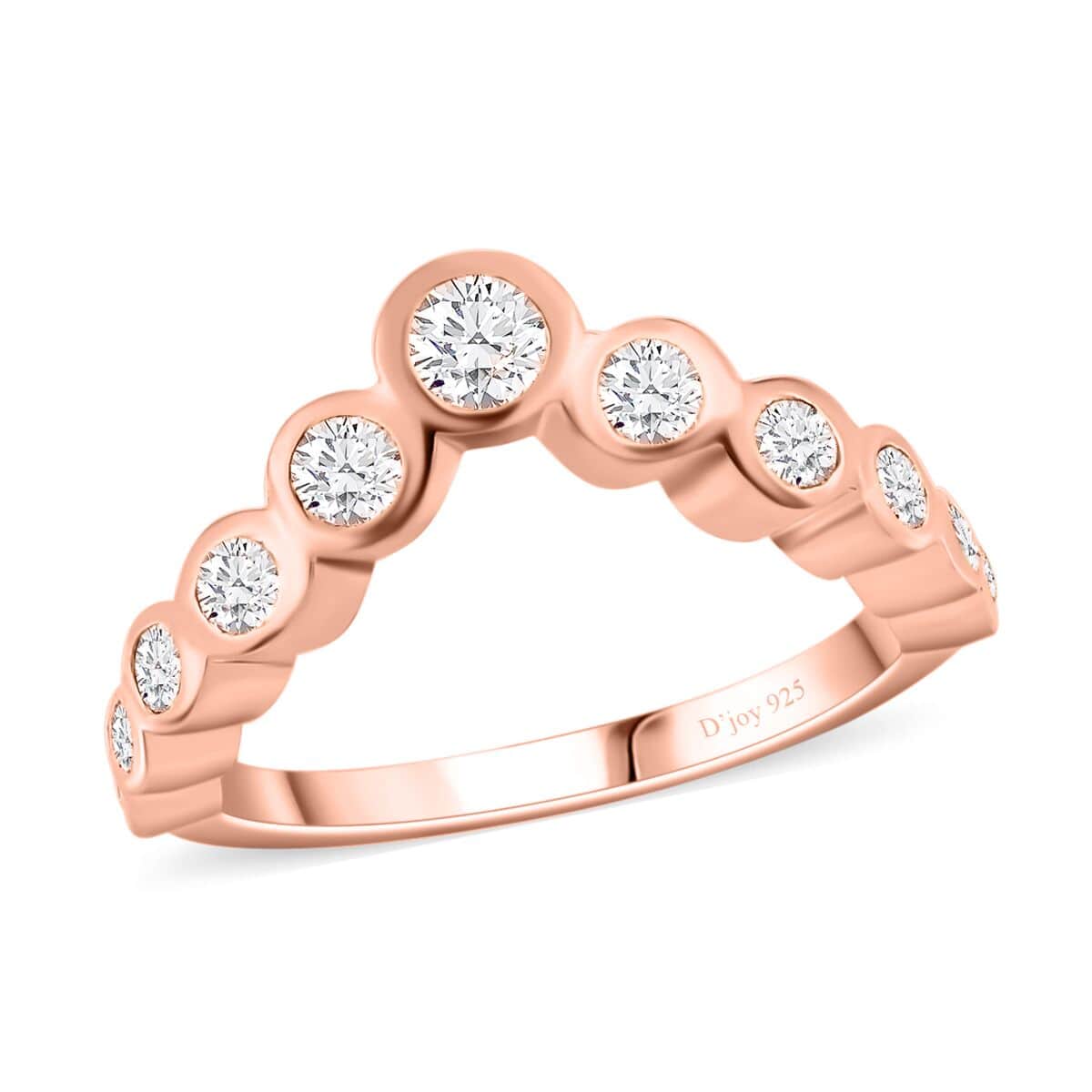 Moissanite Wishbone Ring in Vermeil Rose Gold Over Sterling Silver (Size 7.0) 0.80 ctw image number 0