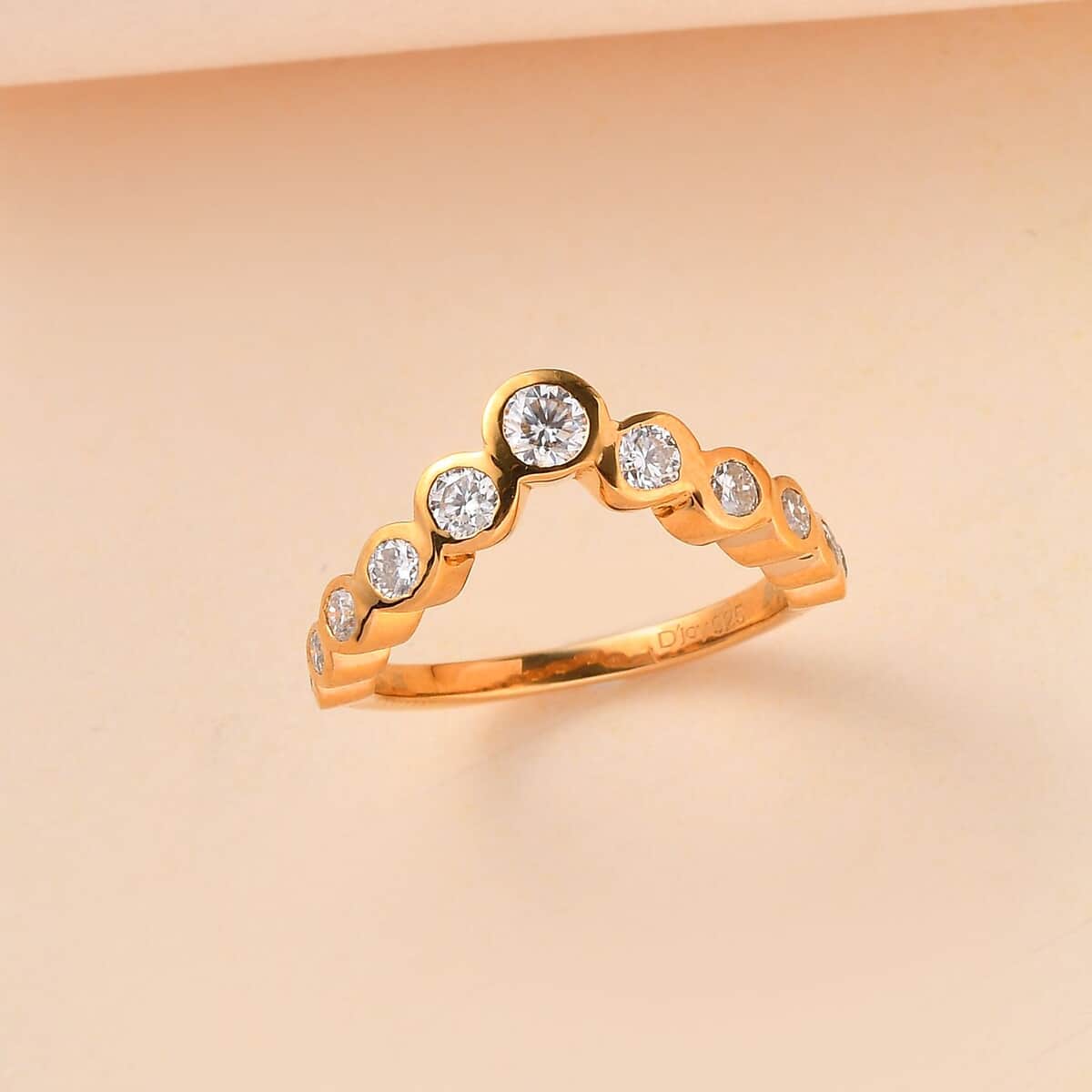 Moissanite Wishbone Ring in Vermeil Yellow Gold Over Sterling Silver (Size 6.0) 0.80 ctw image number 1