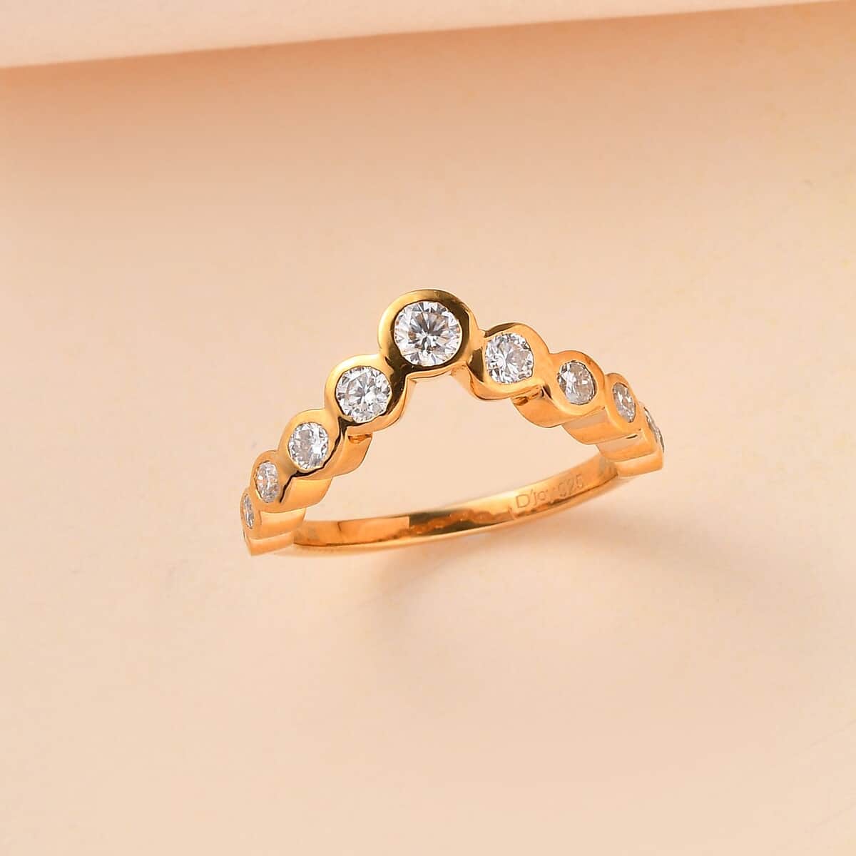 Moissanite Wishbone Ring in Vermeil Yellow Gold Over Sterling Silver (Size 9.0) 0.80 ctw image number 1