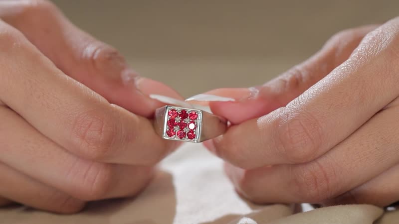 Red Sapphire Men's Ring in Platinum Over Sterling Silver (Size 10) 1.15 ctw