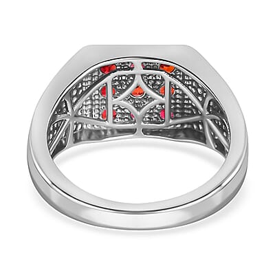 Red Sapphire Men's Ring in Platinum Over Sterling Silver (Size 10) 1.15 ctw