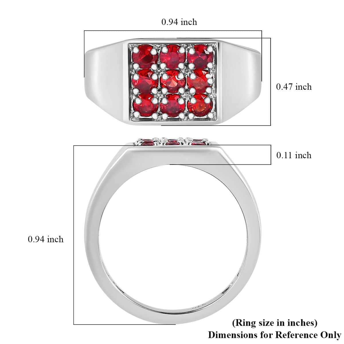 Red Sapphire Men's Ring in Platinum Over Sterling Silver (Size 10) 1.15 ctw image number 5