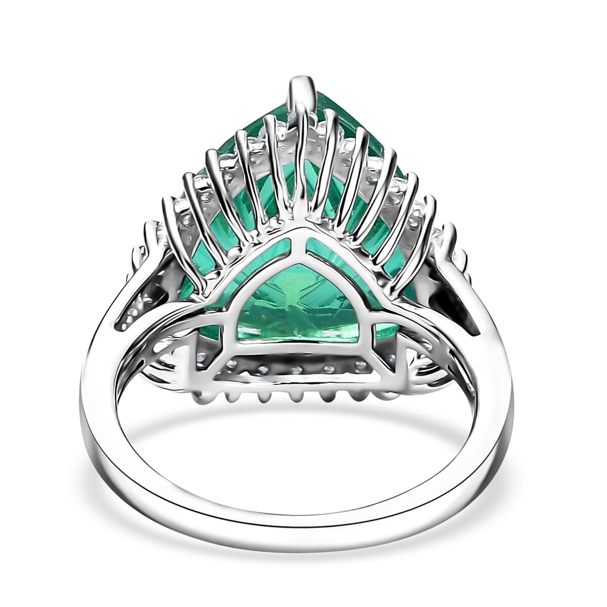 Peacock Quartz and White Zircon 11.00 ctw Ring in Platinum Over Sterling Silver (Size 6.0)  image number 4