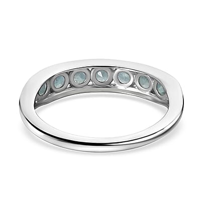 Grandidierite 7 Stone Ring in Platinum Over Sterling Silver (Size 6) 0.85 ctw