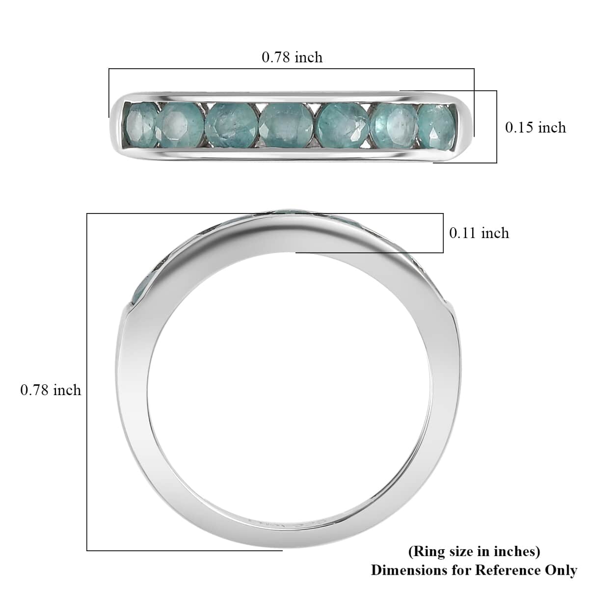 Grandidierite 7 Stone Ring in Platinum Over Sterling Silver 0.85 ctw image number 5