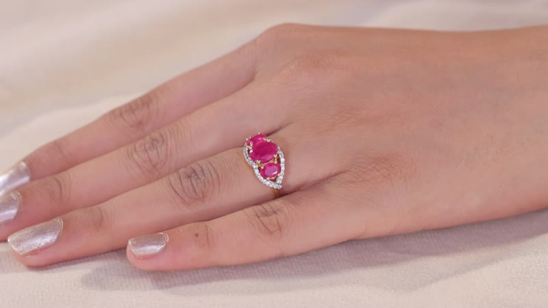 Niassa Ruby (FF), White Zircon Ring in Vermeil YG Over Sterling Silver (Size 6.0) 3.60 ctw