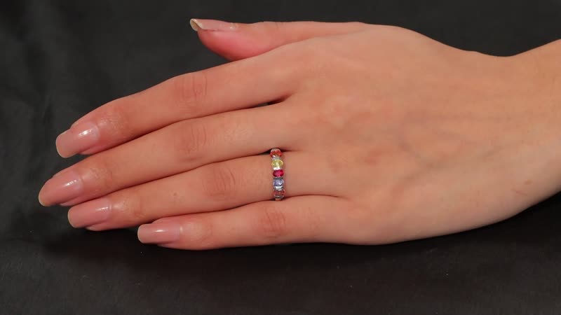 Multi Sapphire 5 Stone Ring in Platinum Over Sterling Silver (Size 6.0) 1.35 ctw