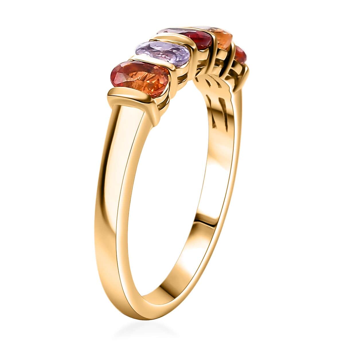 Multi Sapphire 1.35 ctw 5 Stone Ring in Vermeil Yellow Gold Over Sterling Silver (Size 6.0) image number 3