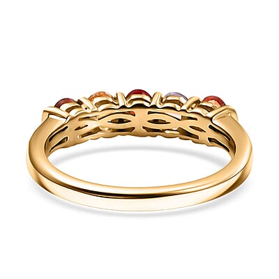 Multi Sapphire 1.35 ctw 5 Stone Ring in Vermeil Yellow Gold Over Sterling Silver (Size 6.0)