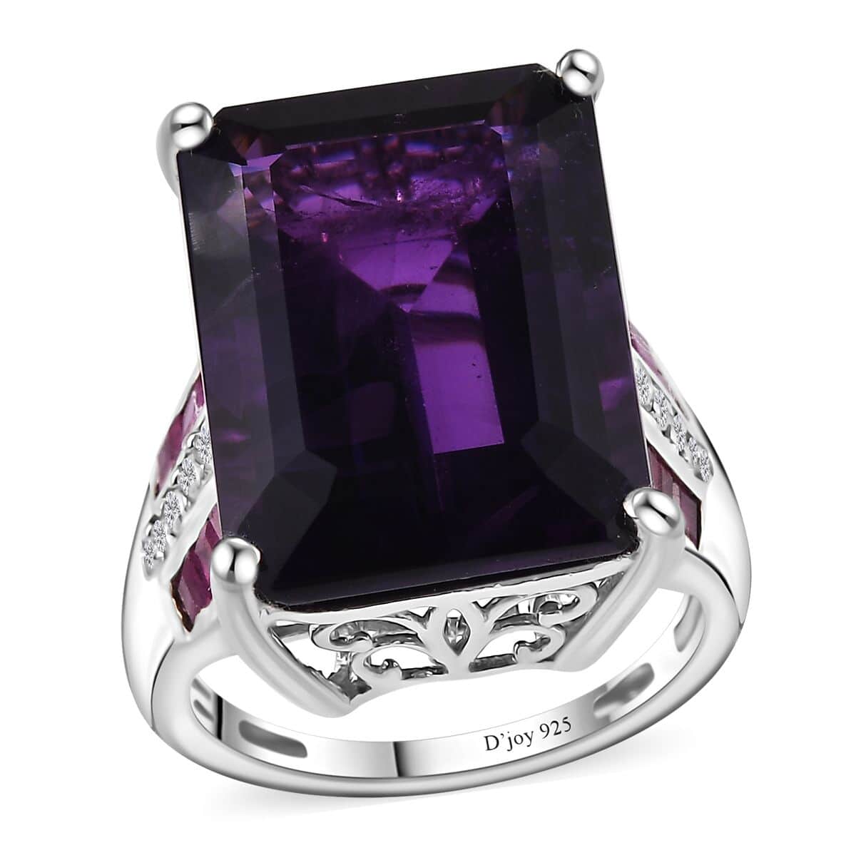 African Amethyst and Multi Gemstone Ring in Platinum Over Sterling Silver (Size 6.0) 17.35 ctw image number 0