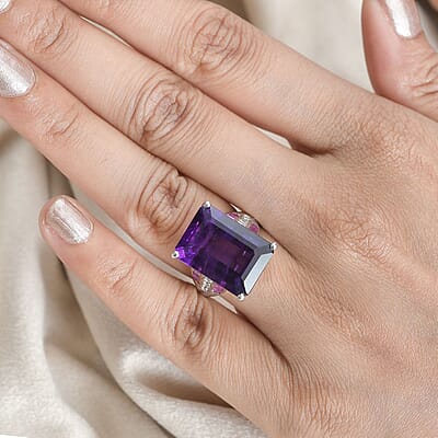 African Amethyst, Multi Gemstone Ring in Platinum Over Sterling Silver (Size 6.0) 17.35 ctw