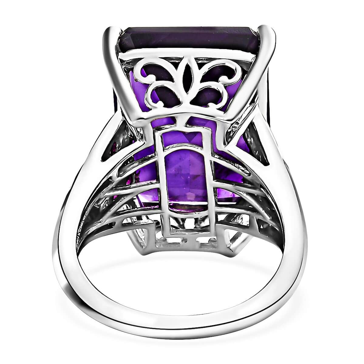 African Amethyst and Multi Gemstone Ring in Platinum Over Sterling Silver (Size 6.0) 17.35 ctw image number 4