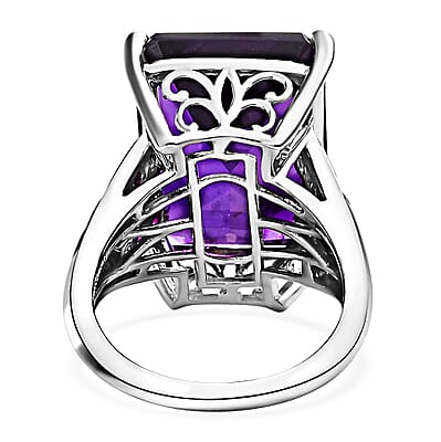 African Amethyst, Multi Gemstone Ring in Platinum Over Sterling Silver (Size 6.0) 17.35 ctw