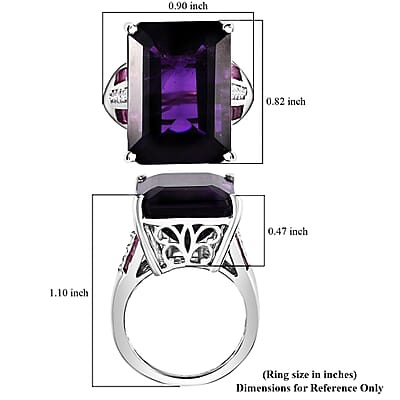 African Amethyst, Multi Gemstone Ring in Platinum Over Sterling Silver (Size 6.0) 17.35 ctw