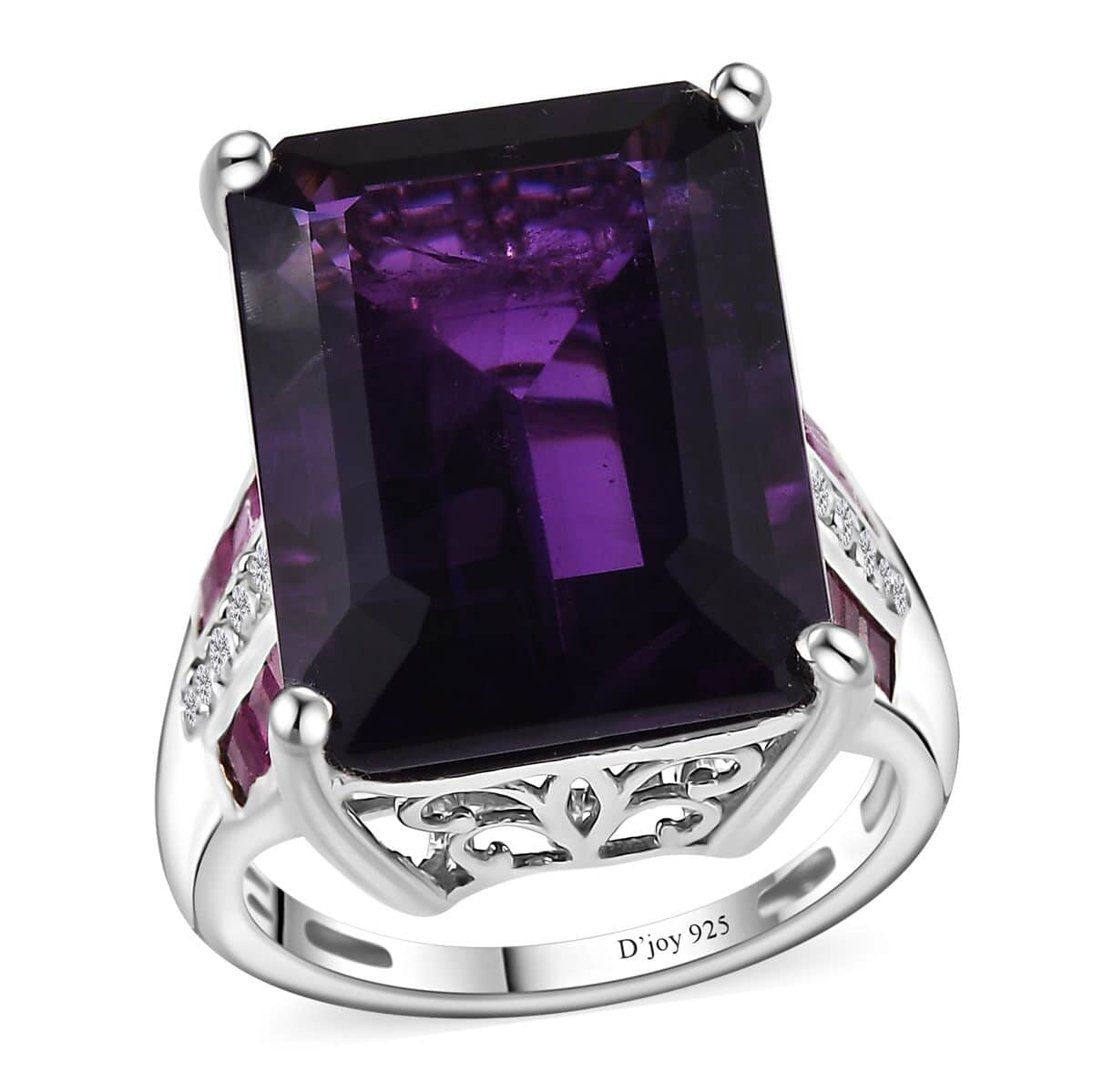 African Amethyst and Multi Gemstone Ring in Platinum Over Sterling Silver (Size 7.0) 17.35 ctw image number 0