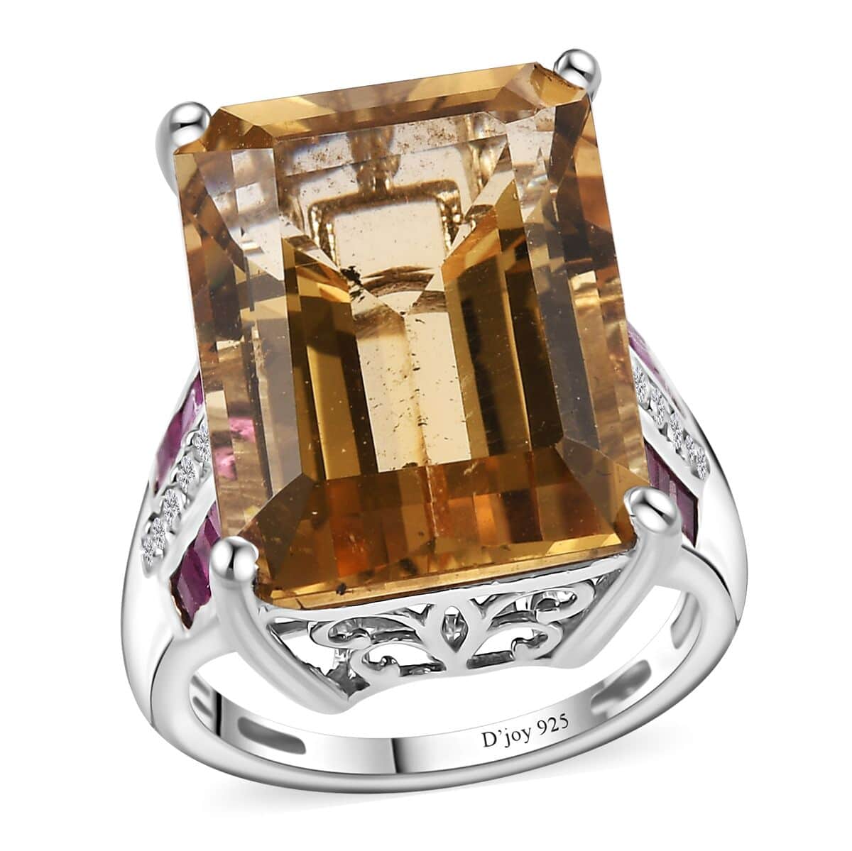 Brazilian Citrine and Multi Gemstone Ring in Platinum Over Sterling Silver (Size 7.0) 17.50 ctw image number 0