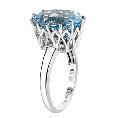 Sky Blue Topaz 9.25 ctw Solitaire Ring in Platinum Over Sterling Silver (Size 6.0)