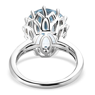 Sky Blue Topaz 9.25 ctw Solitaire Ring in Platinum Over Sterling Silver (Size 6.0)