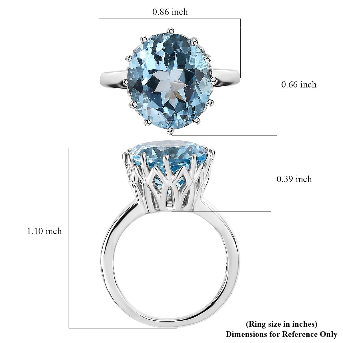 Sky Blue Topaz 9.25 ctw Solitaire Ring in Platinum Over Sterling Silver (Size 8.0) image number 5