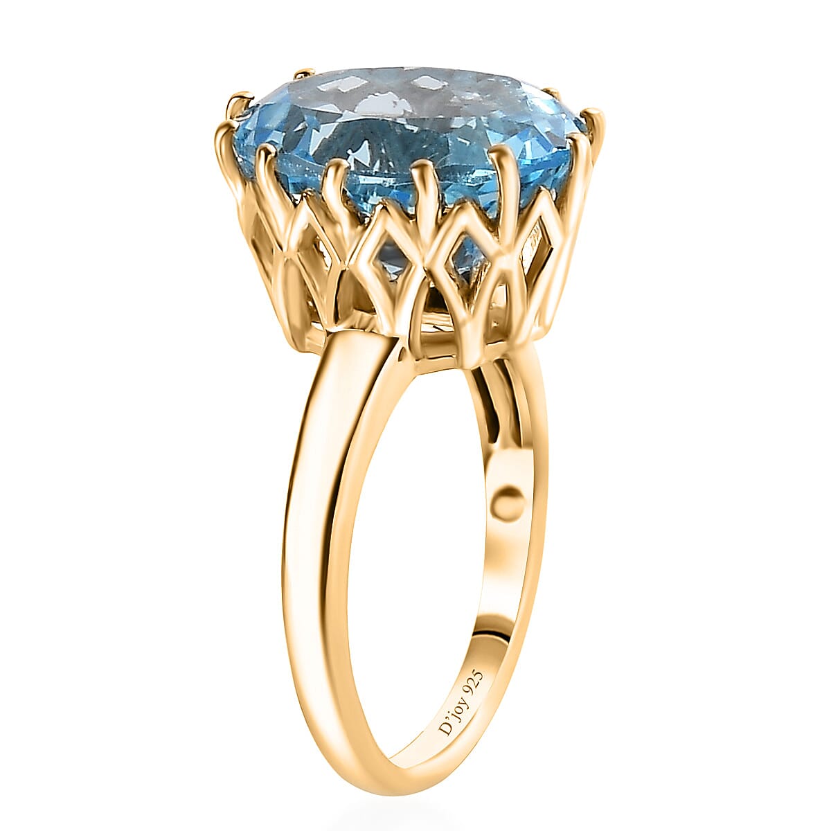 Sky Blue Topaz 9.25 ctw Solitaire Ring in Vermeil Yellow Gold Over Sterling Silver (Size 7.0) image number 3