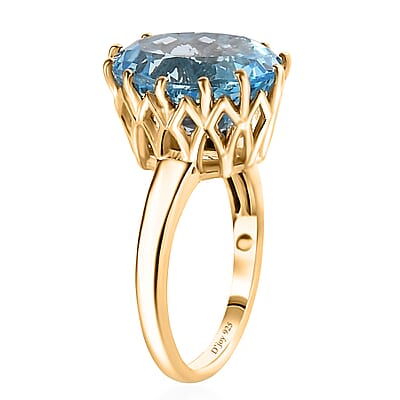 Sky Blue Topaz 9.25 ctw Solitaire Ring in Vermeil Yellow Gold Over Sterling Silver (Size 7.0)