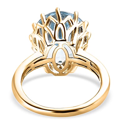 Sky Blue Topaz 9.25 ctw Solitaire Ring in Vermeil Yellow Gold Over Sterling Silver (Size 7.0)