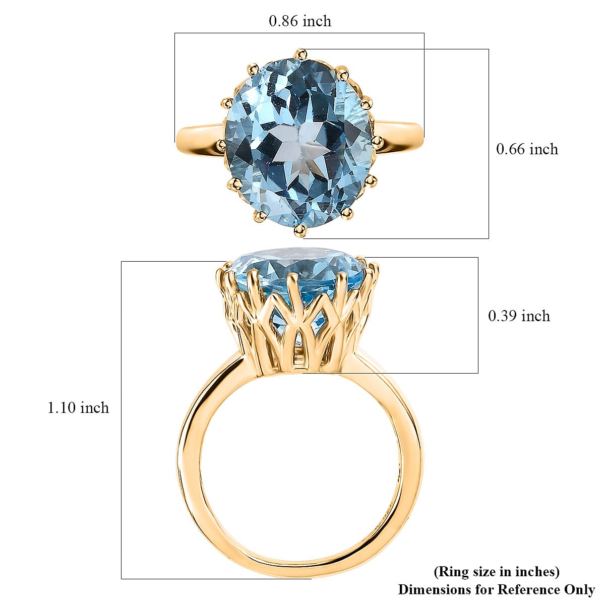 Sky Blue Topaz 9.25 ctw Solitaire Ring in Vermeil Yellow Gold Over Sterling Silver (Size 7.0) image number 5