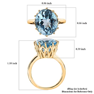 Sky Blue Topaz 9.25 ctw Solitaire Ring in Vermeil Yellow Gold Over Sterling Silver (Size 7.0)