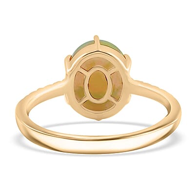 Certified Luxoro AAA Ethiopian Welo Opal, Diamond Ring in 10K Yellow Gold 2.85 ctw (Size  10.0)