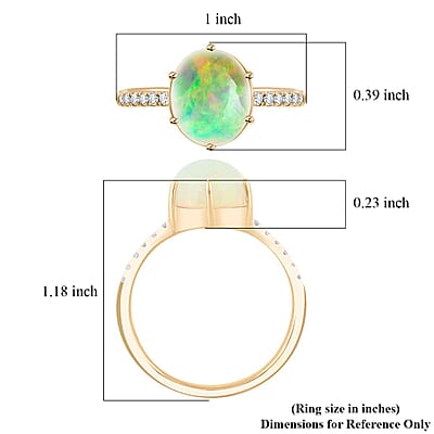 Certified Luxoro AAA Ethiopian Welo Opal, Diamond Ring in 10K Yellow Gold 2.85 ctw (Size  10.0)