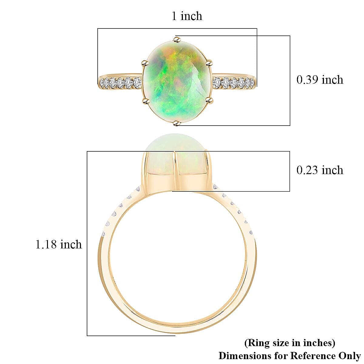 Certified Luxoro AAA Ethiopian Welo Opal, Diamond Ring in 10K Yellow Gold 2.85 ctw (Size  6.5) image number 5