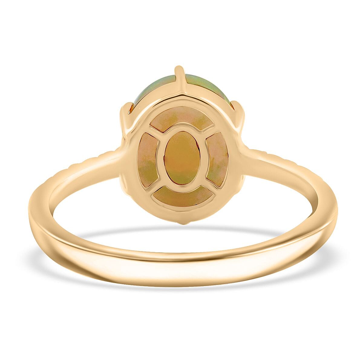 Certified & Appraised Luxoro 10K Yellow Gold AAA Ethiopian Welo Opal and G-H I2 Diamond Ring (Size 8.0) 2.85 ctw image number 4