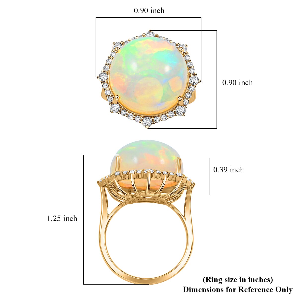 Certified & Appraised Luxoro 14K Yellow Gold AAA Ethiopian Welo Opal and Diamond Ring (Size 10.0) 4.60 Grams 11.60 ctw