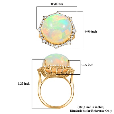 Certified & Appraised Luxoro 14K Yellow Gold AAA Ethiopian Welo Opal and Diamond Ring (Size 10.0) 4.60 Grams 11.60 ctw