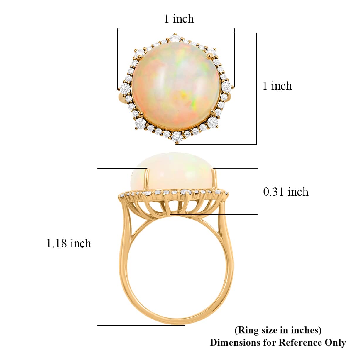 Certified & Appraised Luxoro 14K Yellow Gold AAA Ethiopian Welo Opal and Diamond Ring (Size 6.0) 4.60 Grams 11.60 ctw image number 5