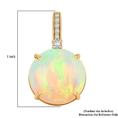 Certified & Appraised Luxoro 14K Yellow Gold AAA Ethiopian Welo Opal and G-H I2 Diamond Pendant without Chain 7.15 ctw